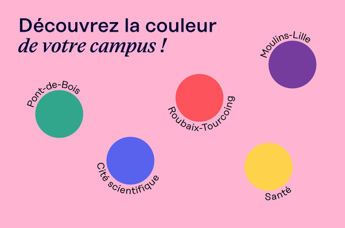 Découvrez la couleur de votre campus : Pont-de-bois, Cité scientifique, Roubaix-Tourcoing, Santé et Moulins-Lille